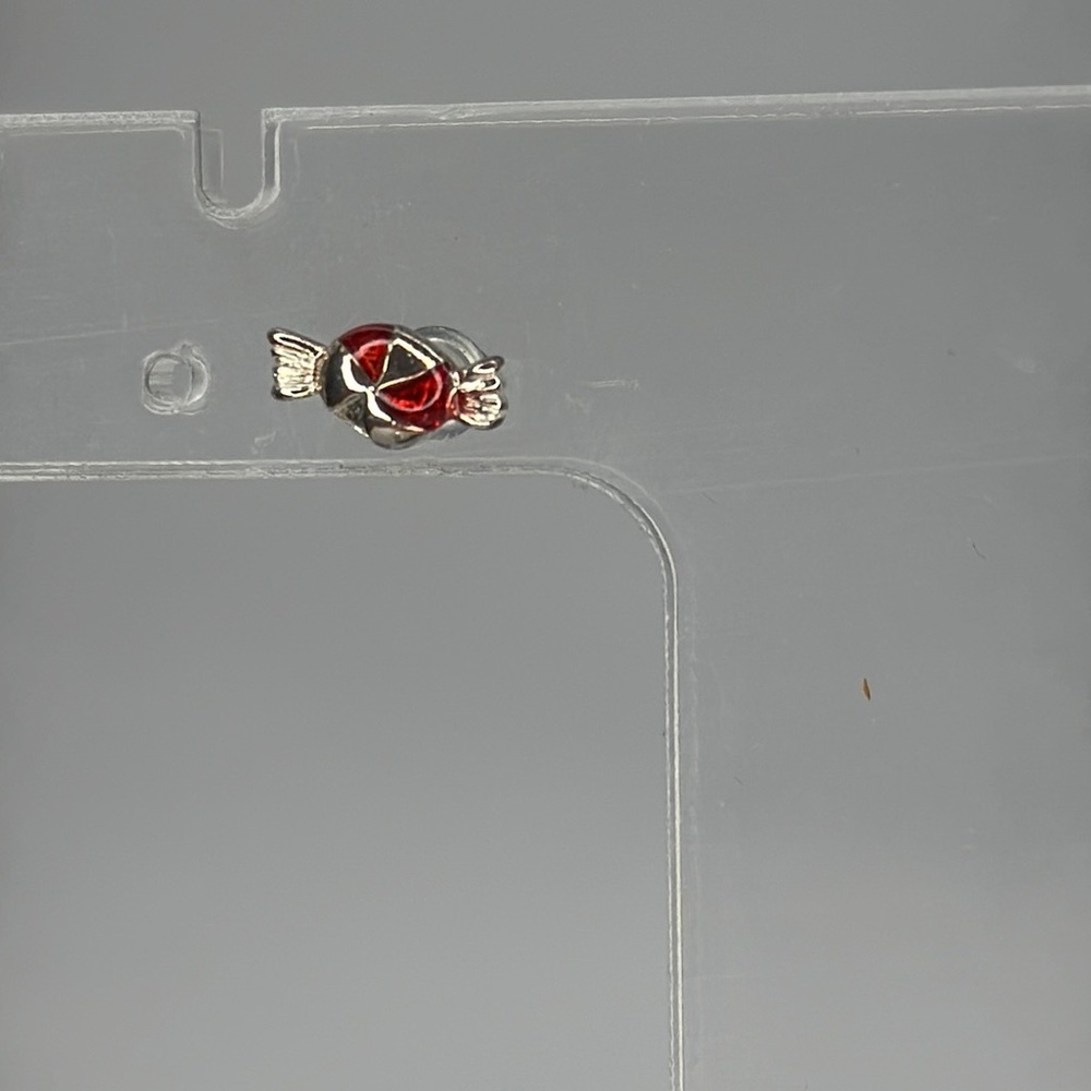 Red and Silver Stud Earrings with Classic Design - Picture 2 of 5